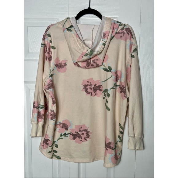 Keren Hart Beige Pink Floral Rose Vintage Tint Pullover Hoodie Plus Size 1X - Picture 7 of 7